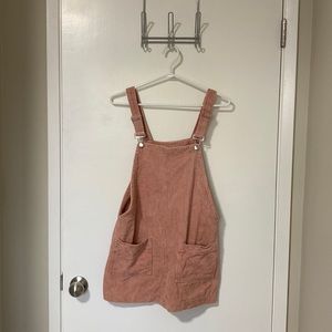 Pink corduroy overall dress